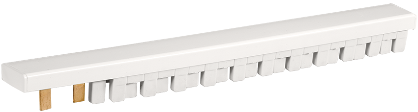 Peigne horizontal 1P+N 13 modules pour connexion d'une rangée de disjoncteurs avec un interrupteur différentiel haut/bas 25-63A alimentés par le bas