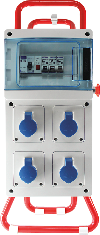 Coffret de chantier mono 4 prises 16A 2P+T avec trépied