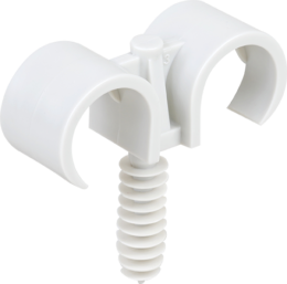 Double clips/cheville pour tube Ø16 gris