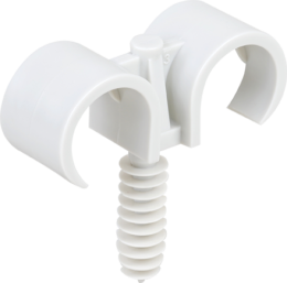 Double clips/cheville pour tube Ø25 gris