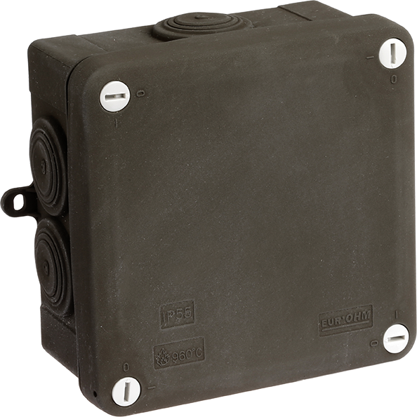 Boite de dérivation IP55 faradisée 100x100x55mm - 7 entrées - 960°