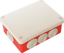 boîte étanche IP55 dim165x120x70mm 8 passe-fils base rouge