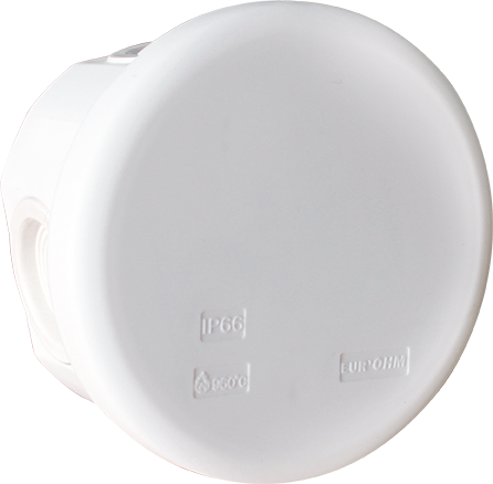 Boite de dérivation blanche IP55 Ø80x45mm - 4 entrées- 960°C