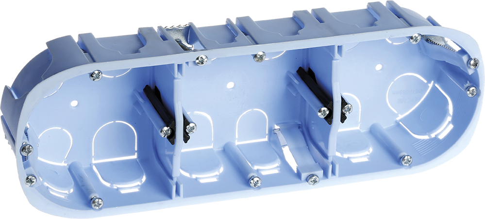Boite d'encastrement XL 3 postes Ø67x50mm pour cloisons creuses