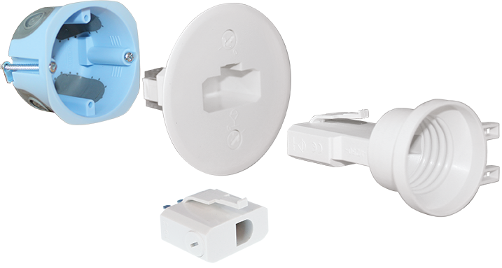 Kit boite d'applique AIR'metic DCL Ø54mm pour plaque de platre + fiche/douille DCL E27