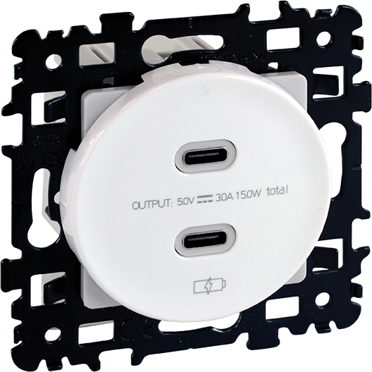 SQUARE chargeur double USB C 5,5V blanc
