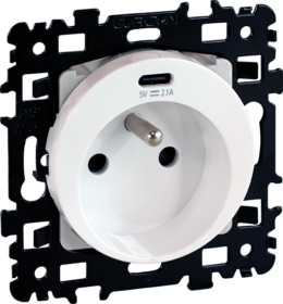 SQUARE Prise combinée 2P+T + USB C blanc