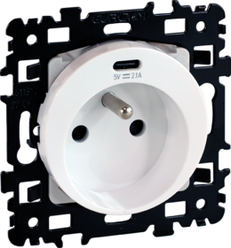 SQUARE Prise combinée 2P+T + USB C blanc