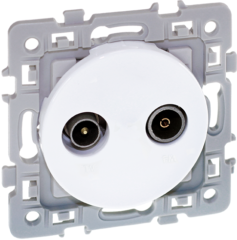 SQUARE Prise TV-FM blanc