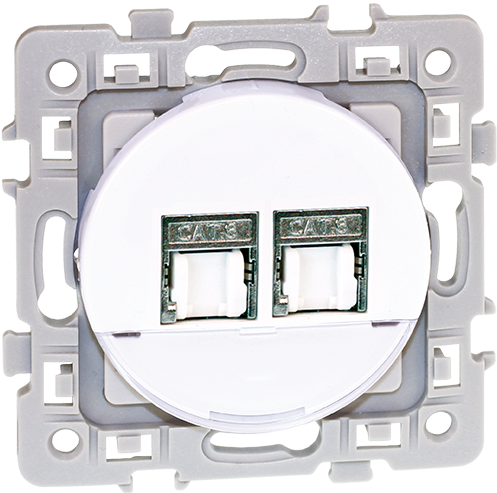 SQUARE Double prises RJ45 blindées CAT6 STP (Grade2 TV) blanc