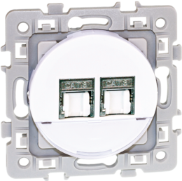 SQUARE Double prises RJ45 blindées CAT6 STP (Grade2 TV) blanc
