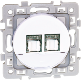 SQUARE Double prises RJ45 blindées CAT6 STP (Grade2 TV) blanc