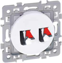 SQUARE Double prise haut-parleur blanc