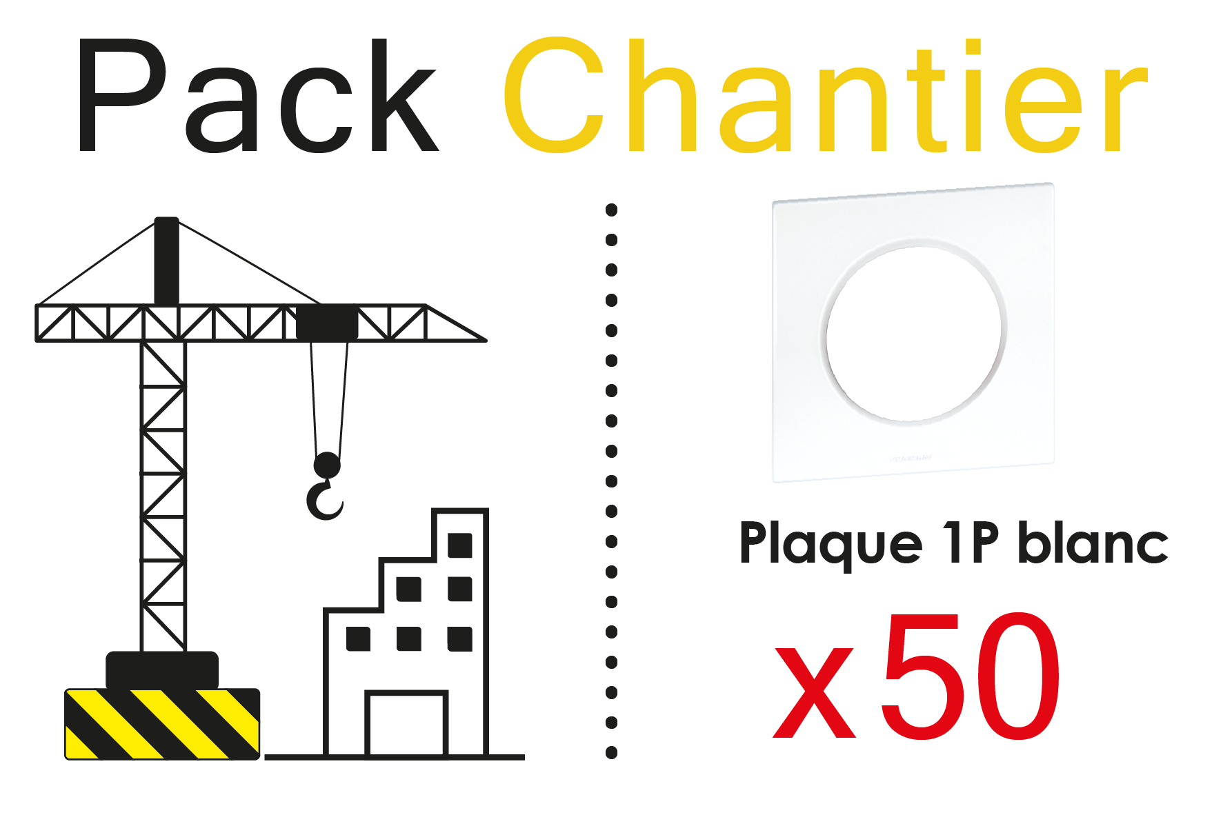 SQUARE LOT 50 Plaques de finition 1 poste blanc "TOP CHANTIER"
