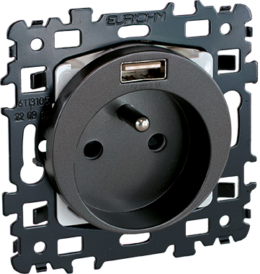 SQUARE Prise 2P+T + USB A Vulcain