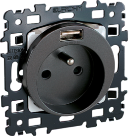SQUARE Prise 2P+T + USB A Vulcain