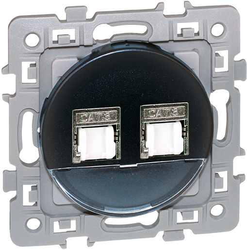 SQUARE Double prise RJ45 blndée CAT6 STP (Grade2 TV) Vulcain