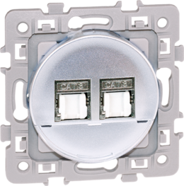 SQUARE Double prises RJ45 blindées CAT6 STP (Grade2 TV) Silver