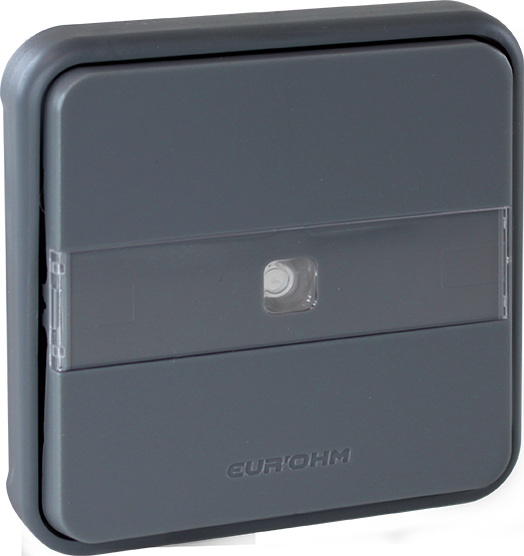 OXXO Mécanisme composable de poussoir lumineux avec porte-étiquette gris étanche IP55