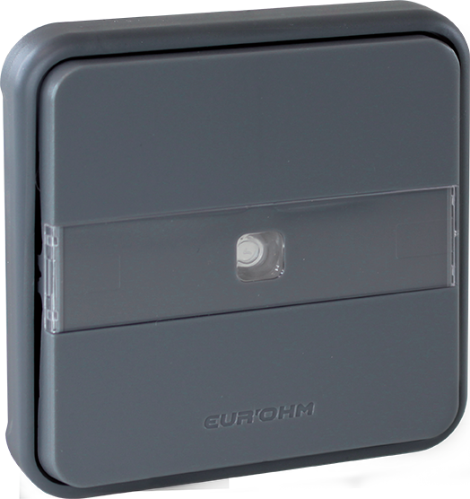 OXXO Mécanisme composable de poussoir lumineux avec porte-étiquette gris étanche IP55