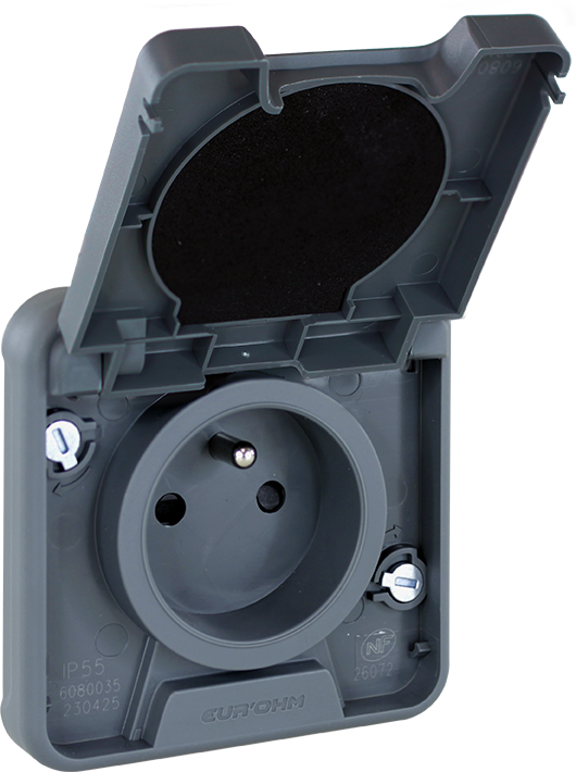 OXXO Prise 2P+T composable gris étanche IP55
