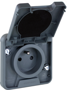 OXXO Prise 2P+T composable gris étanche IP55