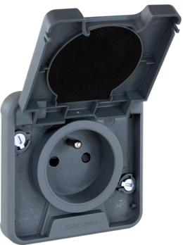 OXXO Prise 2P+T composable gris étanche IP55