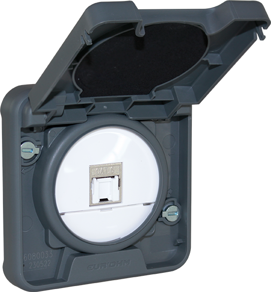 OXXO Mécanisme composable de prise RJ45 blindée CAT6 FTP (Grade1 TV) gris étanche IP55