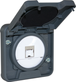 OXXO Mécanisme composable de prise RJ45 blindée CAT6 FTP (Grade1 TV) gris étanche IP55