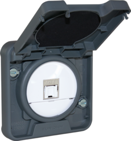 OXXO Mécanisme composable de prise RJ45 blindée CAT6 FTP (Grade1 TV) gris étanche IP55