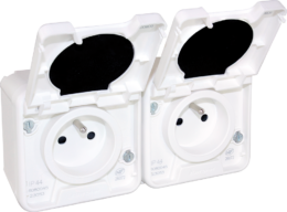 OXXO dble PC 2P+T BLANC IP55