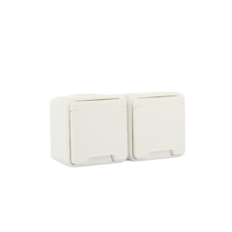 OXXO Double Prise 2P+T blanc saillie étanche IP55