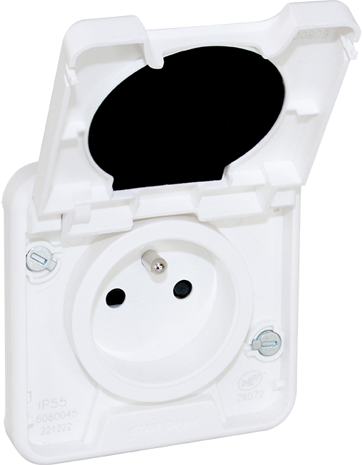 OXXO Prise 2P+T composable blanc étanche IP55