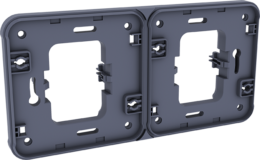 OXXO Cadre adaptateur double  gris pour installation à l'horizontal en encastré étanche IP55 de deux mécanismes composables OXXO ( sauf voyant, arret d'urgence et interrupteur à clef)