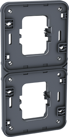 OXXO Cadre adaptateur double gris pour installation en vertical encastré étanche IP55 de deux mécanismes composables OXXO ( sauf voyant, arret d'urgence et interrupteur à clef)