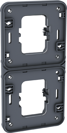OXXO Cadre adaptateur double  gris pour installation en vertical encastré étanche IP55 de deux mécanismes composables OXXO ( sauf voyant, arret d'urgence et interrupteur à clef)