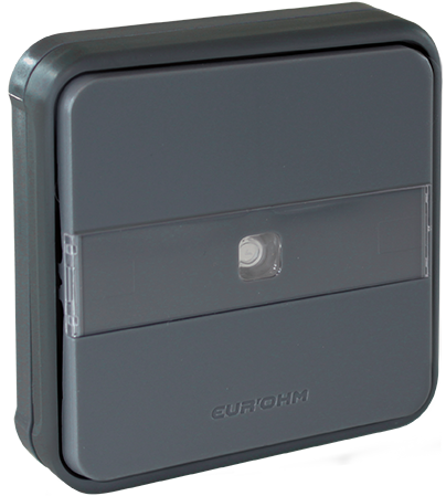 OXXO Poussoir avec porte etiquette lumineux gris encastré étanche IP55