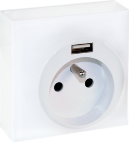 DUNE Prise combinée 2P+T + USB A blanc