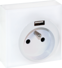 DUNE Prise combinée 2P+T + USB A blanc