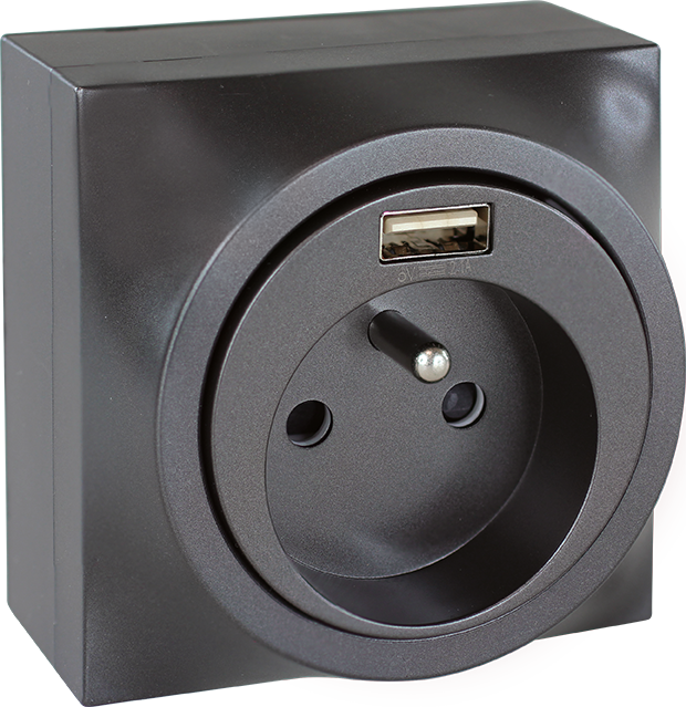 DUNE Prise combinée2P+T + USB A Vulcain