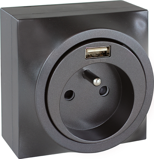 DUNE Prise combinée2P+T + USB A Vulcain
