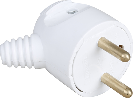 16A male p.feuille coudée blc