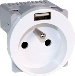 COMETE Prise combinée 2P+T + USB A blanc