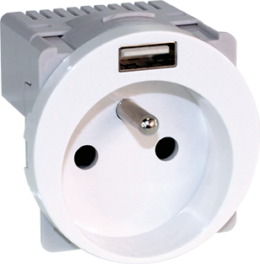 COMETE Prise combinée 2P+T + USB A blanc