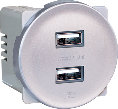 COMETE Double chargeur USB A 5,5V SILVER