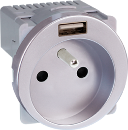 COMETE Prise combinée 2P+T + USB A 5,5V SILVER