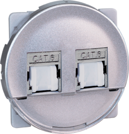 COMETE Double Prise RJ45 blindée Cat.6 STP (Grade2 TV) Silver