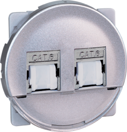 COMETE Double Prise RJ45 blindée Cat.6 STP (Grade2 TV) Silver
