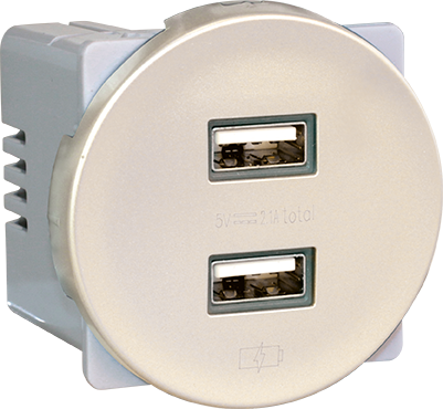COMETE Double chargeur USB A 5,5V TITANE