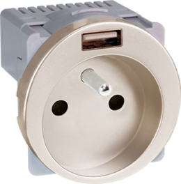 COMETE Prise combinée 2P+T + USB A 5,5V TITANE